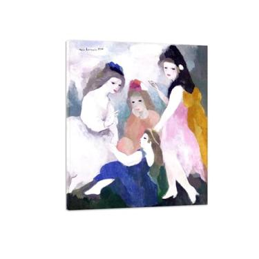 Imagem de MariIe Laurncin Famosas impressões de arte de parede em tela - Imagem moderna de decoração de parede para casa - Children of Chateau - reprodução de pintura pronta para pendurar tela embrulhada 70 x