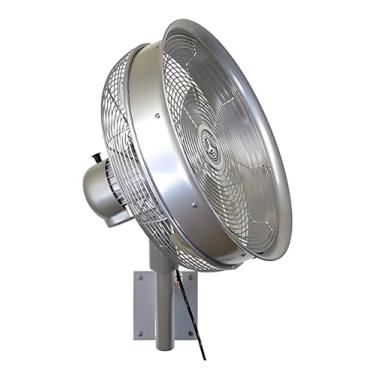 Imagem de HydroMist Ventilador Oscilante De Parede Hydromist Para Ambientes Externos, Controle Por Cabo De 3 Velocidades, Pá De Resina Rígida Com Suporte De Montagem E Tampa Preta, 18", Prata Metálico