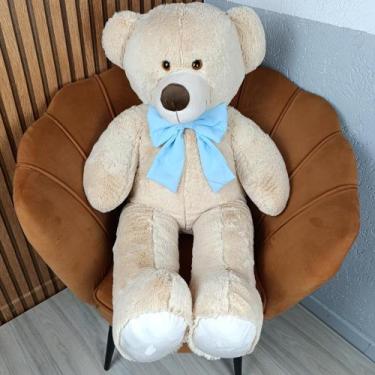 Imagem de Urso pelúcia grande Doce de Leite com laço removível chá revelação - M