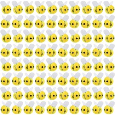 Imagem de 100 peças de mini abelhas de feltro, artesanato de lã, abelhas fofas de pelúcia, suprimentos de artesanato de abelhas de feltro, decoração para roupas, chapéus, bolsas, presente, faça você mesmo, chá