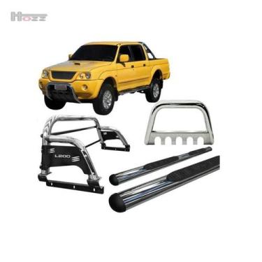 Imagem de Kit Quebra Mato estribo santo Antônio H3 L200 04 Cromado - HOZZ