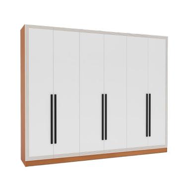 Imagem de Guarda-Roupa Casal Valência 6 Portas 4 Gavetas Freijó e Branco