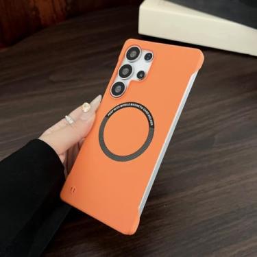 Imagem de MVVKKY Para Galaxy S24+ Frameless Magnetic com capa fosca Carregamento sem fio Hard PC (para Galaxy S24+/Orange)