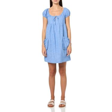 Imagem de Lucky Brand Vestido feminino de manga curta, Azul claro, XGG