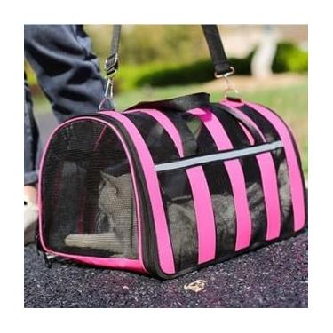 Imagem de Bolsa Mala Transporte Pet Cachorro Gato Viagem Avião Material Respiravel(ROSA M 42 * 26 * 24)