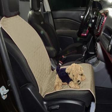 Imagem de Capa Protetora de Banco Carro Assento Dianteiro Pet Cachorros Impermeável 140x40 Padrão Universal Matelado Avelã