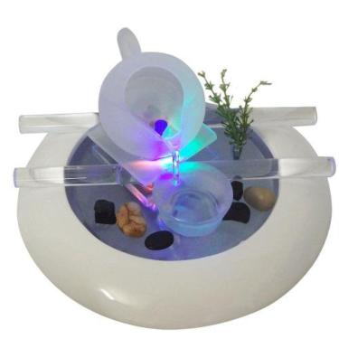 Imagem de Cascata Fonte De Água Decorativa Cerâmica Vidro Luz Led Jardim (FT-C)