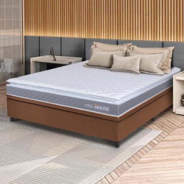 Imagem de Conjunto Box Baú Marrom Durban Cinza Espuma D28 Casal 138x188x64 - Kin