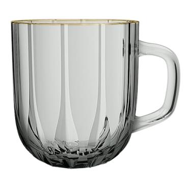 Imagem de Jogo de 6 canecas Refinatto em cristal ecológico com borda dourada 280ml A8,8cm, fumê