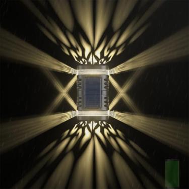 Imagem de Lâmpada de parede externa solar LED para cima e para baixo IP65 à prova d'água solar moderna arandela de parede externa para cerca de pátio porta da frente quintal garagem jardim preto 3000K/6500K