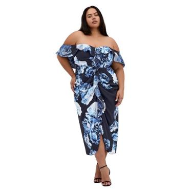 Imagem de City Chic Estampa feminina Gina, Rosa azul, 25 Plus Size