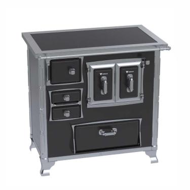 Imagem de Fogão a Lenha N° 01 Século XVIII GII Premium Preto Gab. Chapa Vitrocerâmica Saída Direita Sem Tampa - Venax