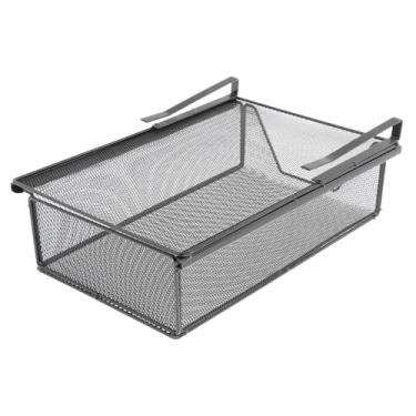 Imagem de DimyFew Mesh Closet pendurado cesto sob cesta de arame de prateleira sob o organizador do gabinete para casa, Preto