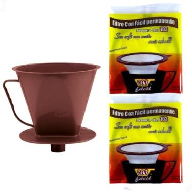Imagem de Conjunto De Café 2 Coadores Filtro De Café Permanente Coa Fácil Poliéster E Porta Filtro Com Funil Integrado (103)