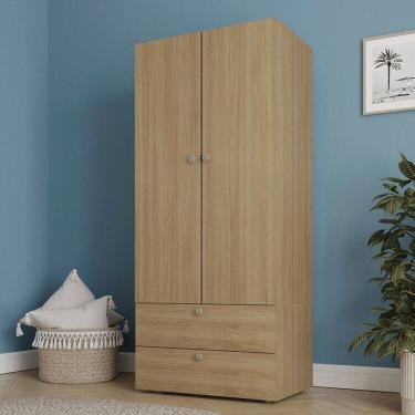 Imagem de Guarda-roupa 2 Módulos 2 Portas 3 Prateleiras 2 Gavetas Frame Cabecasa madeiramadeira Acácia