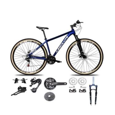 Imagem de Bicicleta Aro 29 Absolute Nero 5 Aluminio Kit 2x9 Gta Sunrun Freio Disco K7 11/36 Pedivela 24/38d Garfo com Trava Pneu Faixa Bege (Azul, 17)