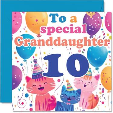 Imagem de Stuff4 Cartão de aniversário de 10th Granddaughter - Cute Cats Special Granddaughter - Happy 10th Birthday Card from Grandma Grandpa, 145mm Age 10 Greeting Cards