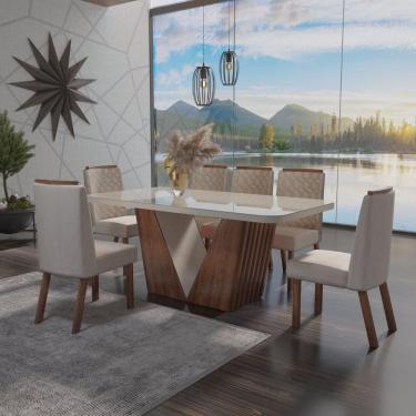 Imagem de Sala de Jantar 180X90 Fenix Ame/Off Bom Pastor 6 Cadeiras