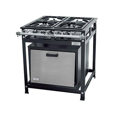 Imagem de Fogão Industrial 4 Bocas 30x30 Perfil 5 Baixa Pressão Forno 87 Litros Tampa Aço Inox
