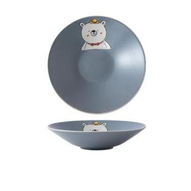 Imagem de Tigela de arroz de cerâmica redonda fresca e fofa estilo japonês - Tigela de chapéu de 23 cm - Urso polar