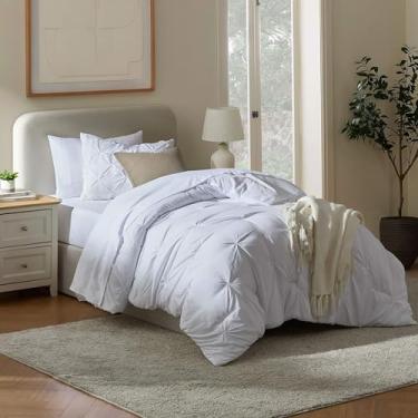 Imagem de Nestl Conjunto de edredom solteiro de 7 peças, cama plissada branca em uma bolsa, conjunto completo de cama de solteiro com lençóis, travesseiros refrescantes, fronhas e fronhas