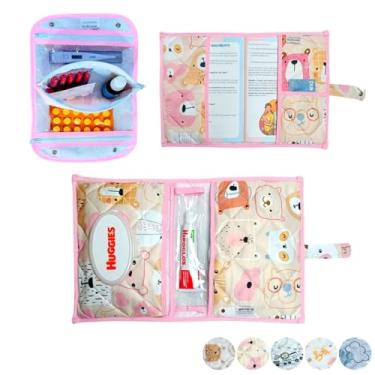 Imagem de Necessaire Porta Remédios Portátil + Porta Fraldas, lenço Umedecido e Pomada + Porta Caderneta de Vacinação Para Bebê(URSINHA MEL)