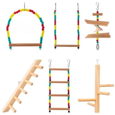 Imagem de Kit Brinquedo Para Pássaros Calopsita, Periquito, Agapórnis, Rosela, Acessórios Para Aves (Kit 03 brinquedos A3)