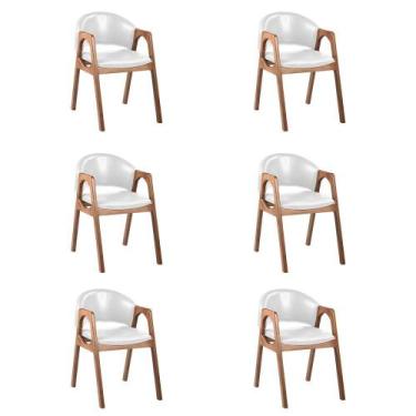 Imagem de Kit 6 Cadeiras Decorativa Sala de Jantar Luxo Larissa Facto Branco - M