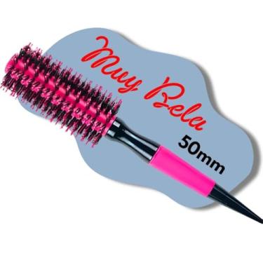 Imagem de Escova de Cabelo Profissional Redonda Cerdas Javali e Nylon (Rosa, 50mm)