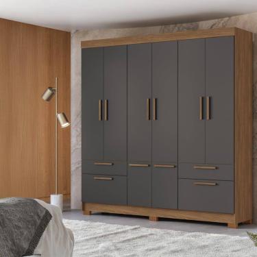 Imagem de Guarda-Roupa Casal Santos Andirá Curitiba com 8 Portas, 4 Gavetas e 5 Prateleiras – 194,4cm de largura