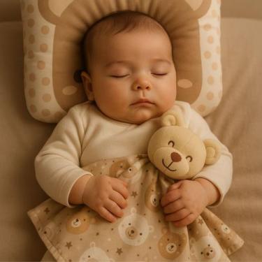 Imagem de Kit de Naninha Paninho com Bichinho Pelúcia + Travesseiro Anatômico Be