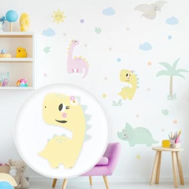 Imagem de Adesivo de Parede Dinossauro Infantil Lavável Seguro Fácil Aplicação Decoração Criativa Para Quarto de Bebê Criança