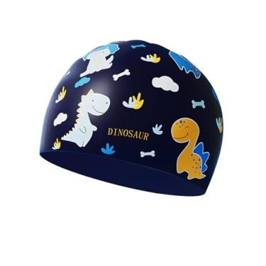 Imagem de TFJH E 1 pacote de toucas de natação para meninos, touca de natação infantil, confortável, durável, de silicone, dinossauro marinho