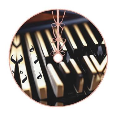 Imagem de Piano com notas musicais - Saia grande de árvore de Natal, vestido de árvore de Natal para enfeites de férias, festas, casa, decoração interna