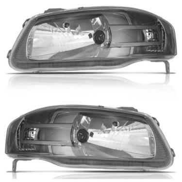 Imagem de Par Farol Máscara Cinza+Par Farol Milha Superior+Lâmpadas H4+Lâmpadas 