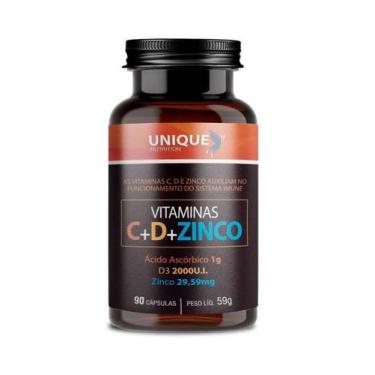 Imagem de Vitaminas C D Zinco 90 Cápsulas Unique Nutrition