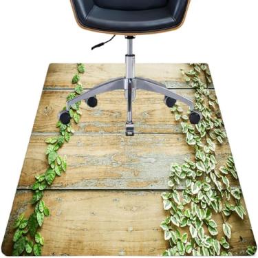 Imagem de Tábuas de madeira, tapete de cadeira de escritório, tábuas de madeira antiga estilo rústico com padrão floral, tapete de cadeira de mesa para piso de madeira de escritório doméstico, protetor de piso