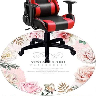 Imagem de Tapete de cadeira de escritório com flores, textura de flor, tapete de cadeira de mesa para piso de madeira de escritório em casa, protetor de piso de pilha baixa, redondo 119 cm