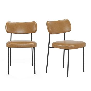 Imagem de Kit 2 Cadeiras Mona Para Sala Jantar Gourmet em Aço e Couríssimo-EdeCasaMoveis