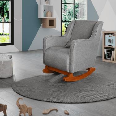 Imagem de Poltrona De Amamentação C / Balanço Cadeira Descanso Aquila Linho