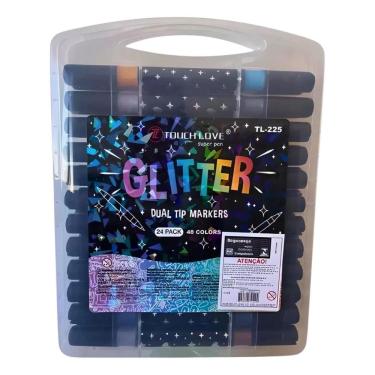 Imagem de Kit Marcador Touch Love Glitter Ponta Dupla 24 Pack 48 Cores