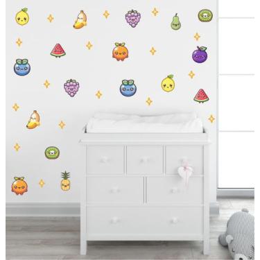 Imagem de Adesivo Parede Frutas Kawaii Frutinhas Cute Decalque - Colakoala Adesi