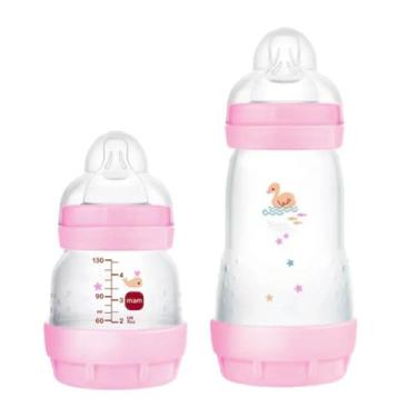 Imagem de Kit Mam Mamadeira Anticólica Easy Start Rosa 130ml 260ml