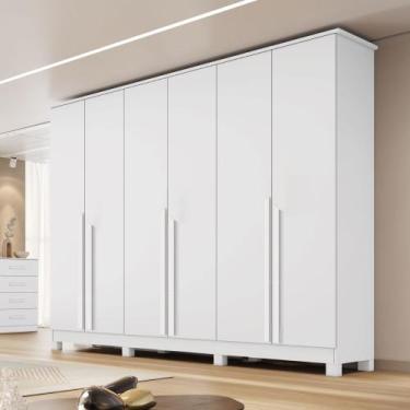 Imagem de Guarda Roupa Casal 6 Portas com Pés em MDF Bianca Bianchi, Branco