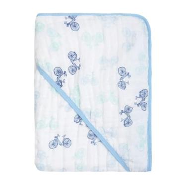 Imagem de Toalha com Capuz para Bebê – 100% Algodão Forrada com Fralda Soft – Alta Absorção – Estampas Variadas – 80x80 cm – Loja Era Uma Vez (Pedal, Padrão)