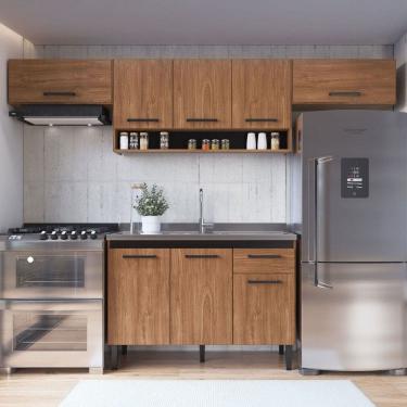 Imagem de Armário de Cozinha Amanda 8 Portas 1 Gaveta Freijó/Preto - Pnr Móveis