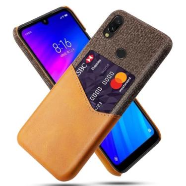 Imagem de Capa para Xiaomi Redmi 7,Tela e tampa de couro PU,Antideslizante,360°cobertura completa à prova de choque com 1 slot de cartão atrás,Prevenção de queda-Brown