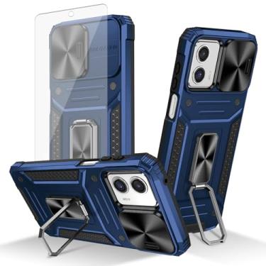 Imagem de Asuwish Capa de telefone para Motorola Moto G 5G 2023 com capa de câmera deslizante de vidro temperado protetor de tela suporte suporte robusto fino celular acessórios para celular G5G 5 G G5 mulheres