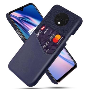 Imagem de Capa para Oneplus 7t,Tela e tampa de couro PU,Antideslizante,360°cobertura completa à prova de choque com 1 slot de cartão atrás,Prevenção de queda-Blue