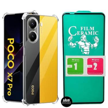 Imagem de Kit Capa Capinha para Xiaomi Poco X7 Pro Anti Impacto Premium Transparente + Película Cerâmica 9D